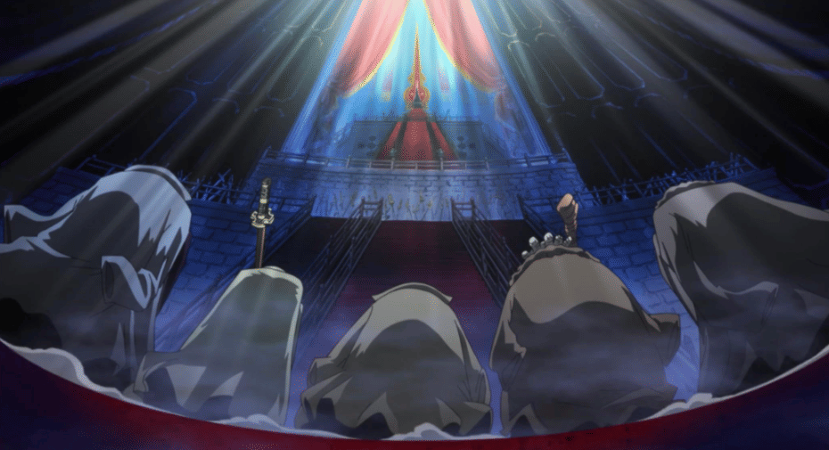 Gorosei berlutut dihadapan Imu. (dok.Toei Animation/One Piece)