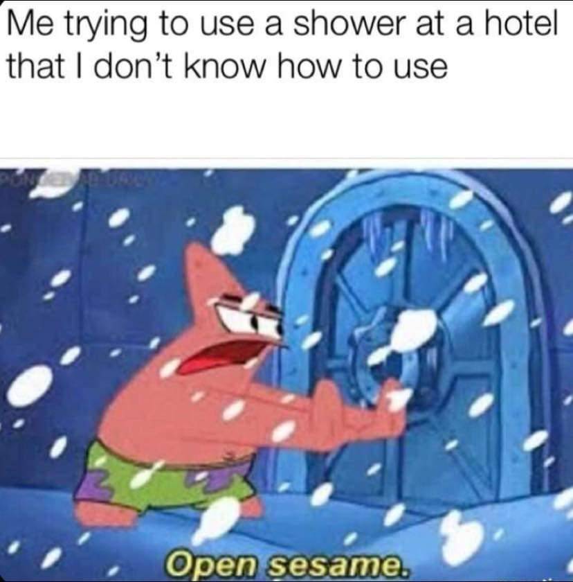 meme SpongeBob tentang hotel