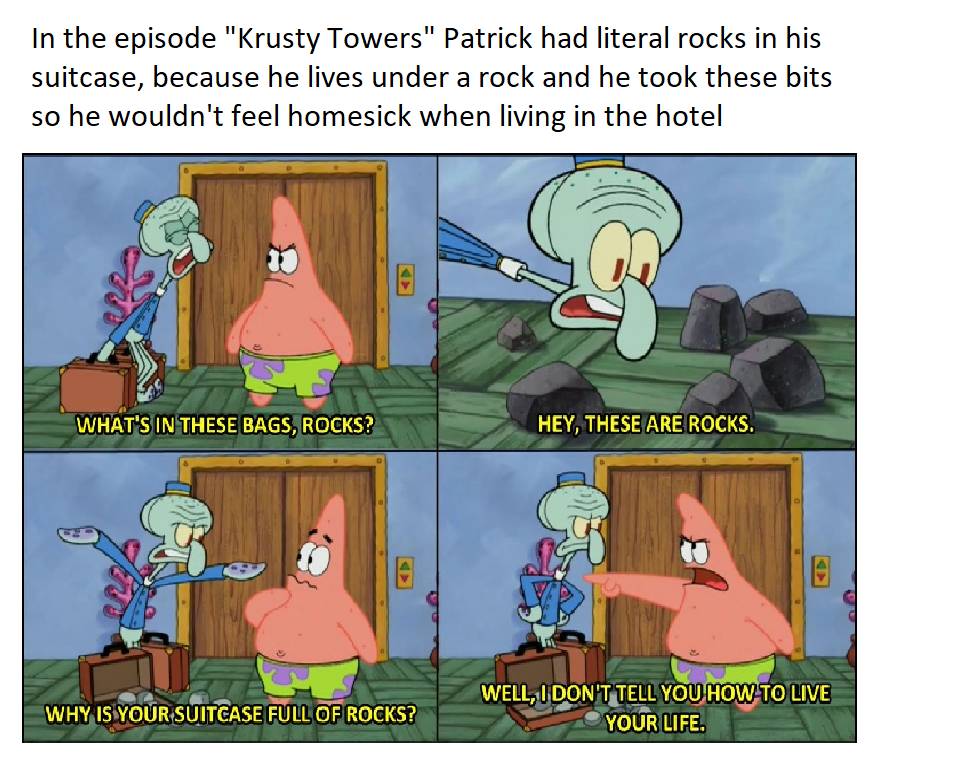 meme SpongeBob tentang hotel