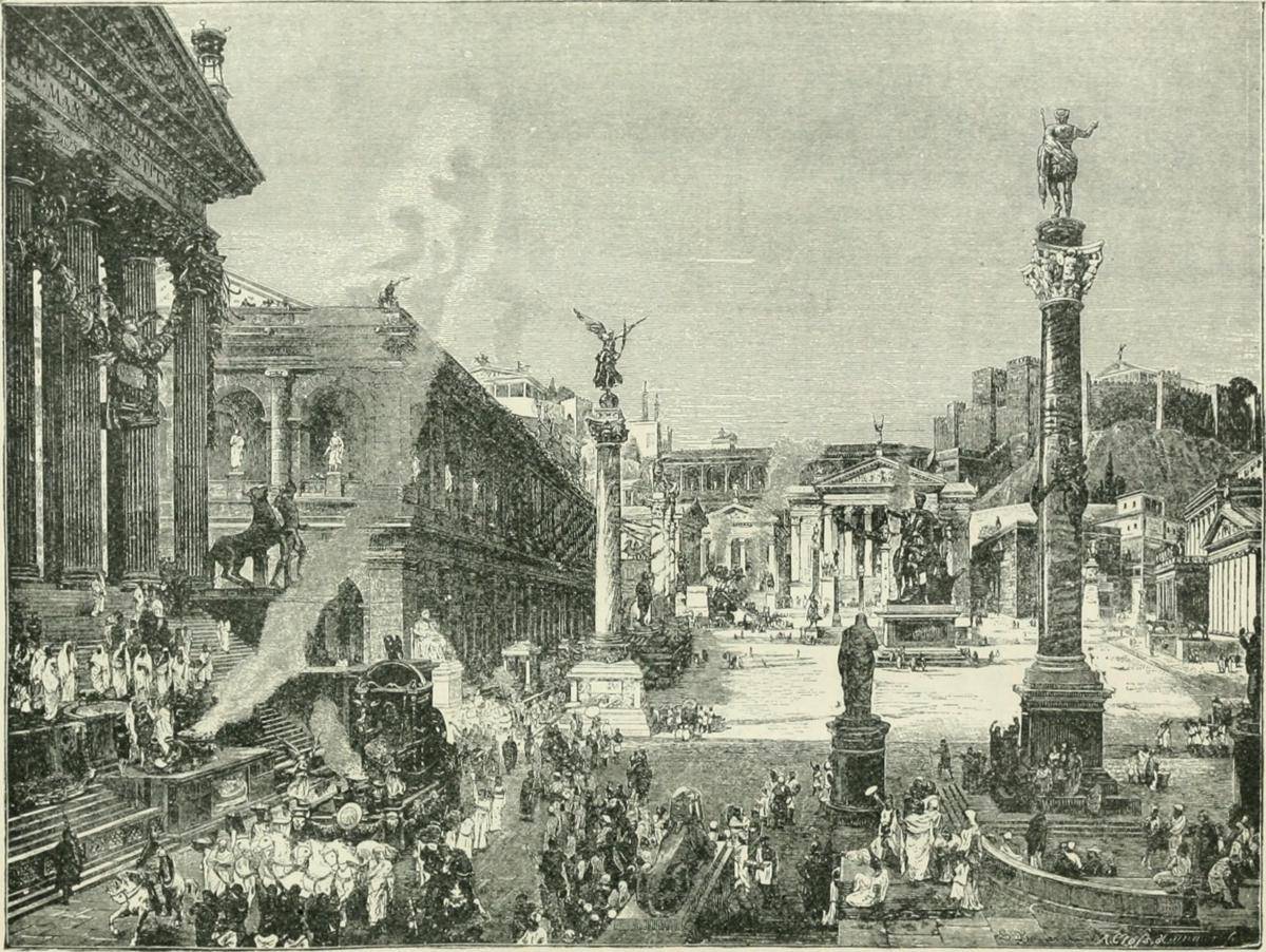 ilustrasi Forum Romanum di Roma, pusat kehidupan politik dan tempat rakyat plebeian menyuarakan protes (commons.wikimedia.org/Internet Archive Book Images)