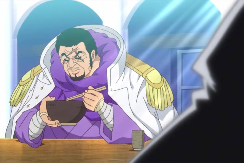 Fujitora membicarakan tentang pembubaran Shichibukai dengan Ryokugyu. (dok. Toei Animation/One Piece)