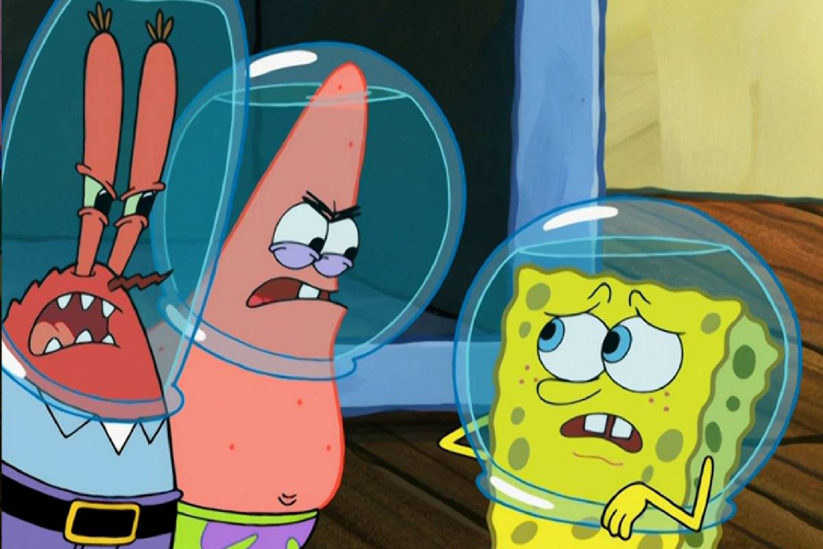 SpongeBob diomelin Tuan Krabs dan Patrick