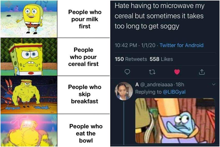 meme SpongeBob tentang sereal