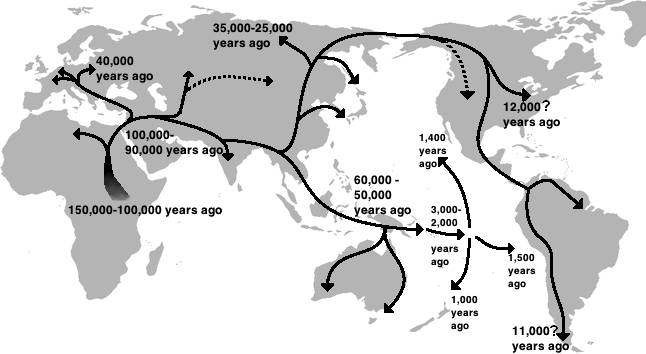 Peta migrasi out of Africa (commons.wikimedia.org/Ephert)