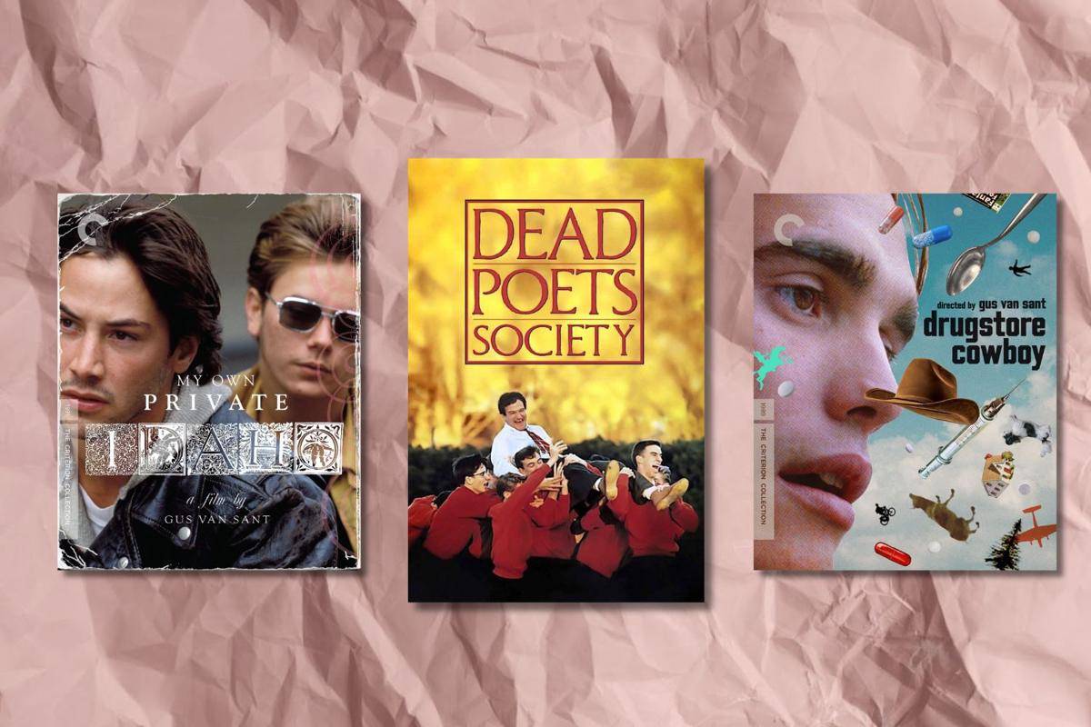poster film My Own Private Idaho, Dead Poets Society, dan Drugstore Cowboy (dok. Criterion/My Own Private Idaho | dok. Walt Disney Pictures/Dead Poets Society | dok. Criterion/Drugstore Cowboy)