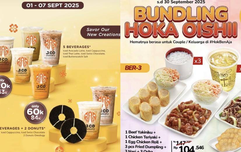 Promo makan (instagram.com/@jcoindonesia/@hokben_id)