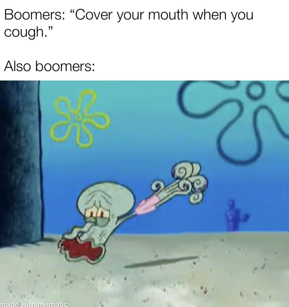 meme SpongeBob tentang batuk