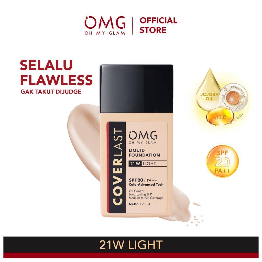 OMG Oh My Glam Coverlast Liquid Foundation 21 W Light (shopee.co.id/OMG Beauty Official Shop)