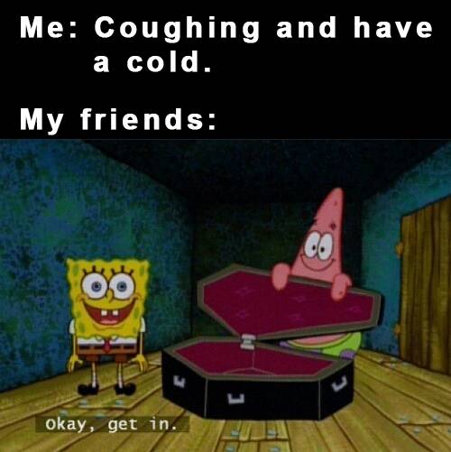 meme SpongeBob tentang batuk