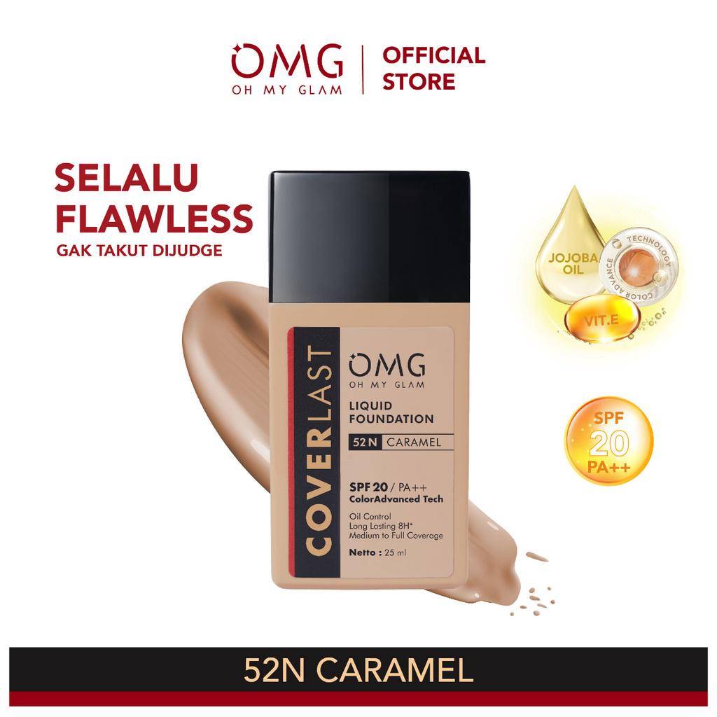 OMG Oh My Glam Coverlast Liquid Foundation 52 N Caramel (shopee.co.id/OMG Beauty Official Shop)