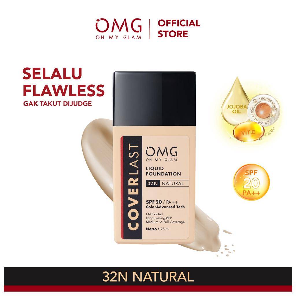 OMG Oh My Glam Coverlast Liquid Foundation 32 N Natural (shopee.co.id/OMG Beauty Official Shop)