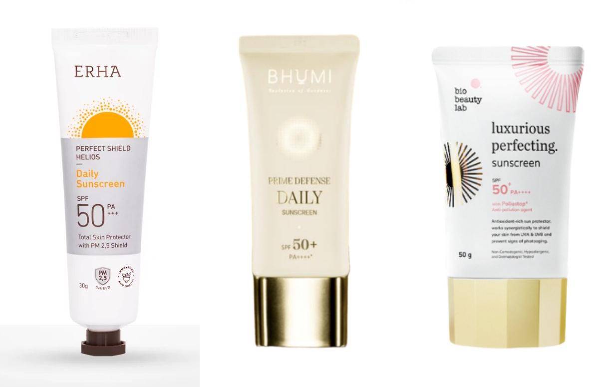 Sunscreen Erha, Bhumi, dan Bio Beauty Lab (erhastore.co.id) | (bhumi.co.id) | (sociolla.com/Bio Beauty Lab)