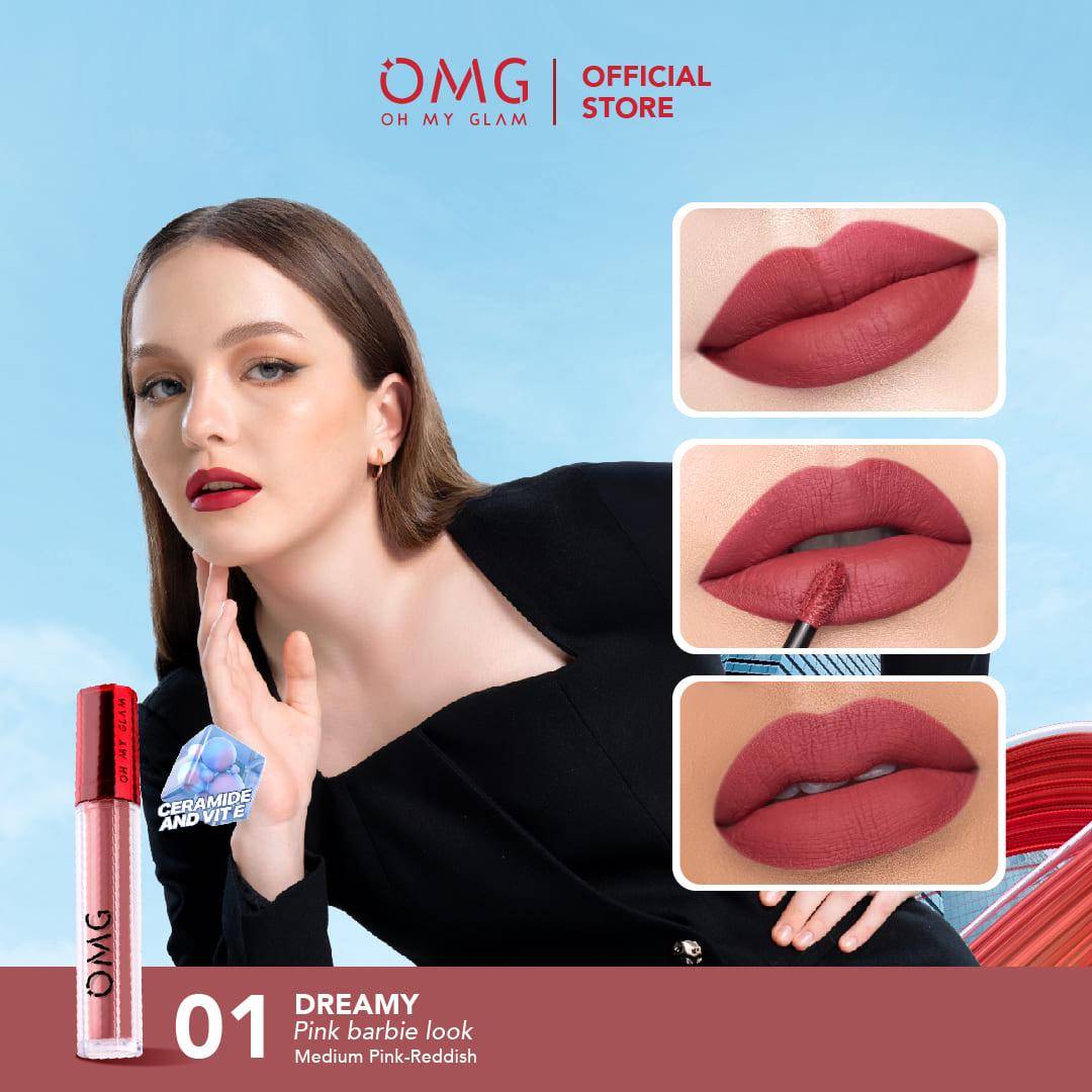 OMG Oh My Glam Matte Kiss Lip Cream Shade Nomor 01 - Dreamy (itsomgbeauty.com/OMG Oh My Glam Matte Kiss Lip Cream Shade Nomor 01 - Dreamy)