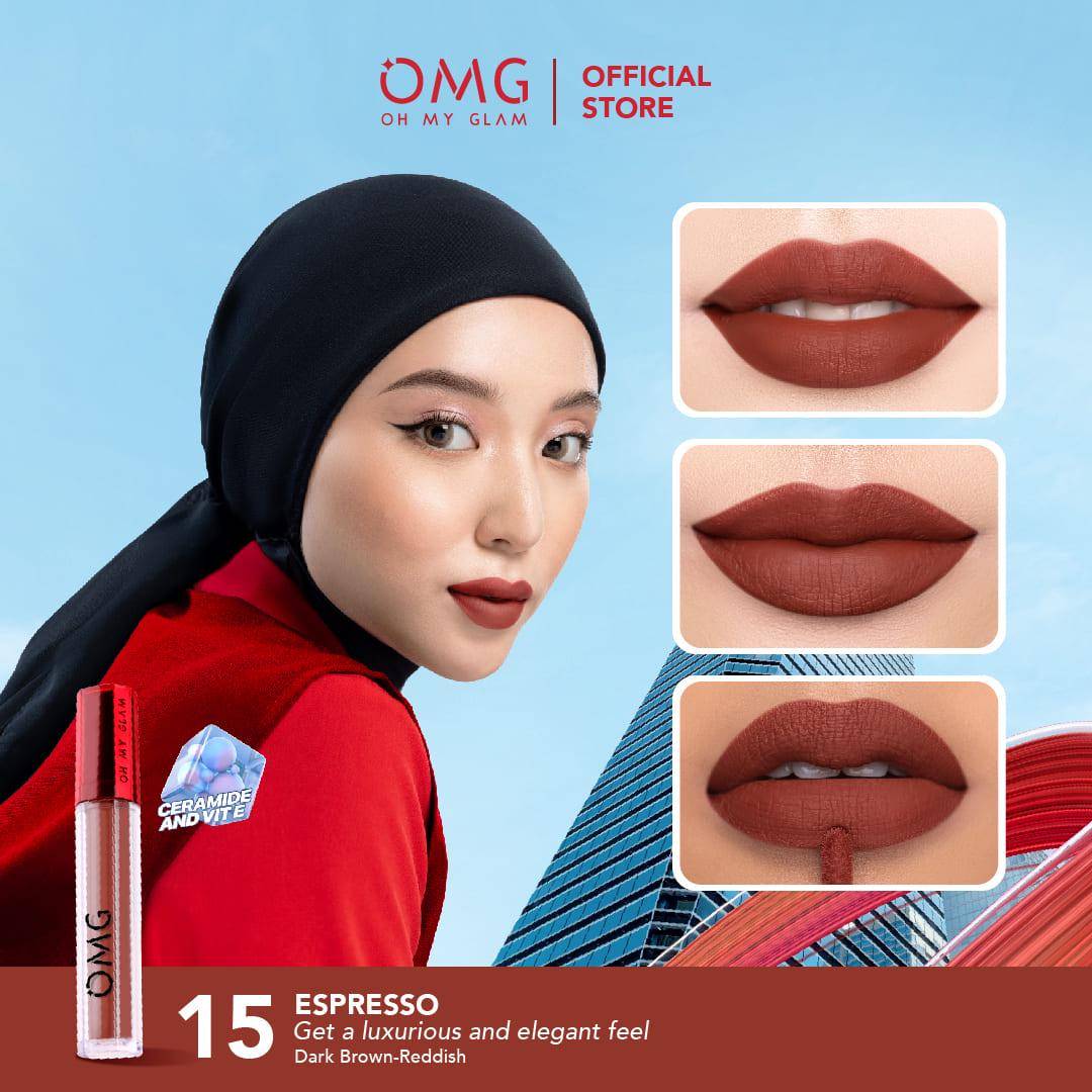 OMG Oh My Glam Matte Kiss Lip Cream Shade Nomor 15 - Espresso (itsomgbeauty.com/OMG Oh My Glam Matte Kiss Lip Cream Shade Nomor 15 - Espresso)