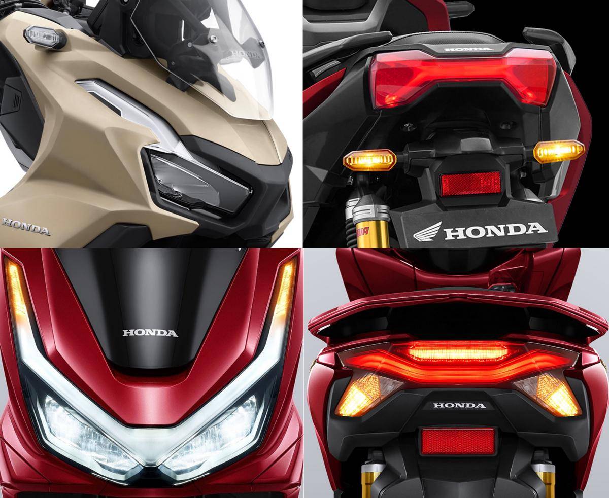 desain lampu Honda ADV 160 (atas) | desain lampu Honda PCX 160 (bawah) (astra-honda.com)