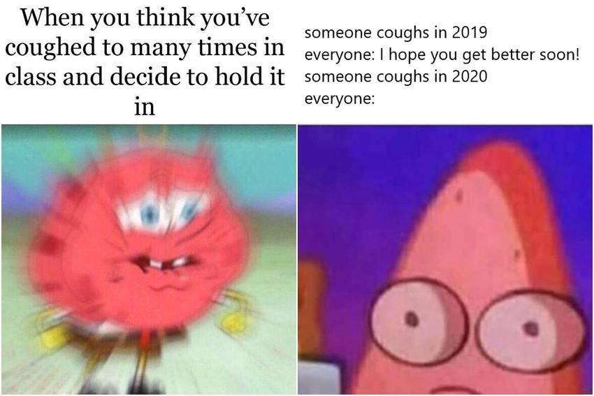 meme SpongeBob tentang batuk