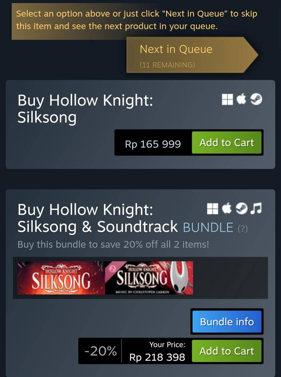 Harga Silksong di Steam. (Dok. Steam)