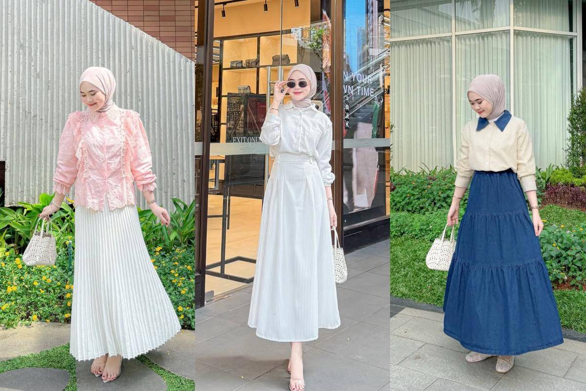 potret OOTD hijab chic ala Dinda Saputri