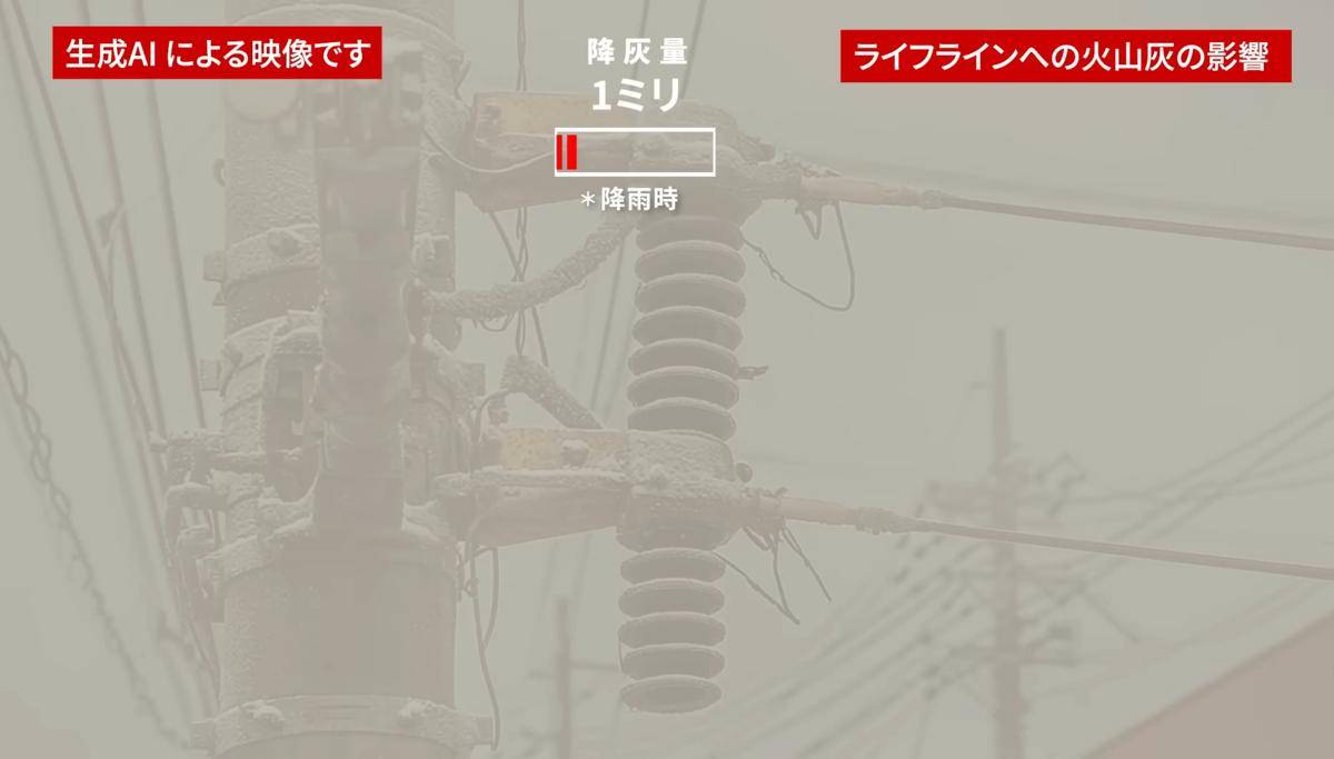 Video AI dampak potensial letusan Gunung Fuji yang menimpa jaringan listrik di Tokyo.