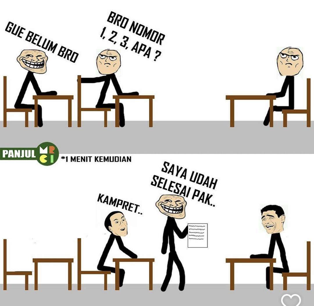 meme tipe murid hadapi ujian