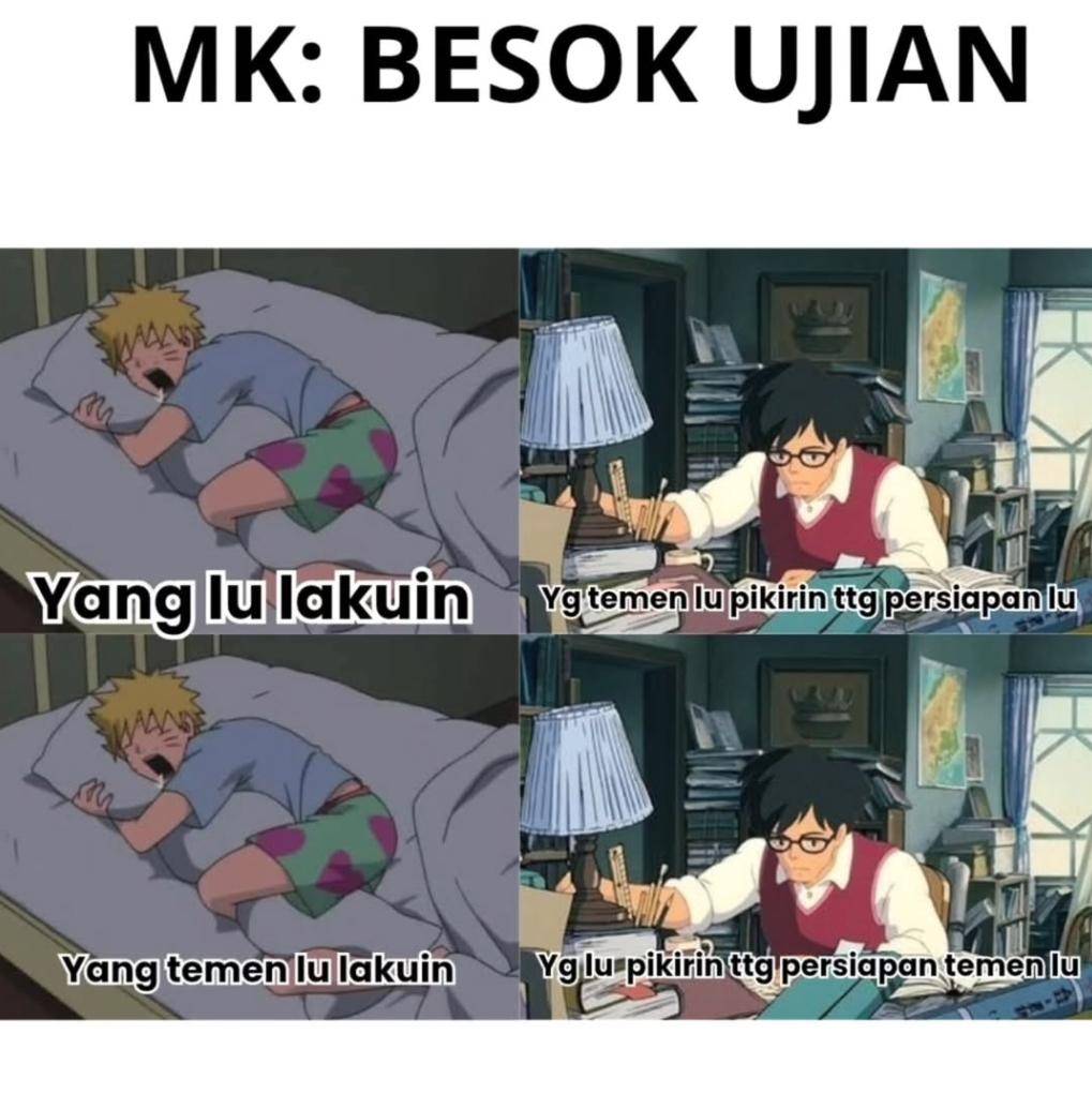 meme tipe murid hadapi ujian