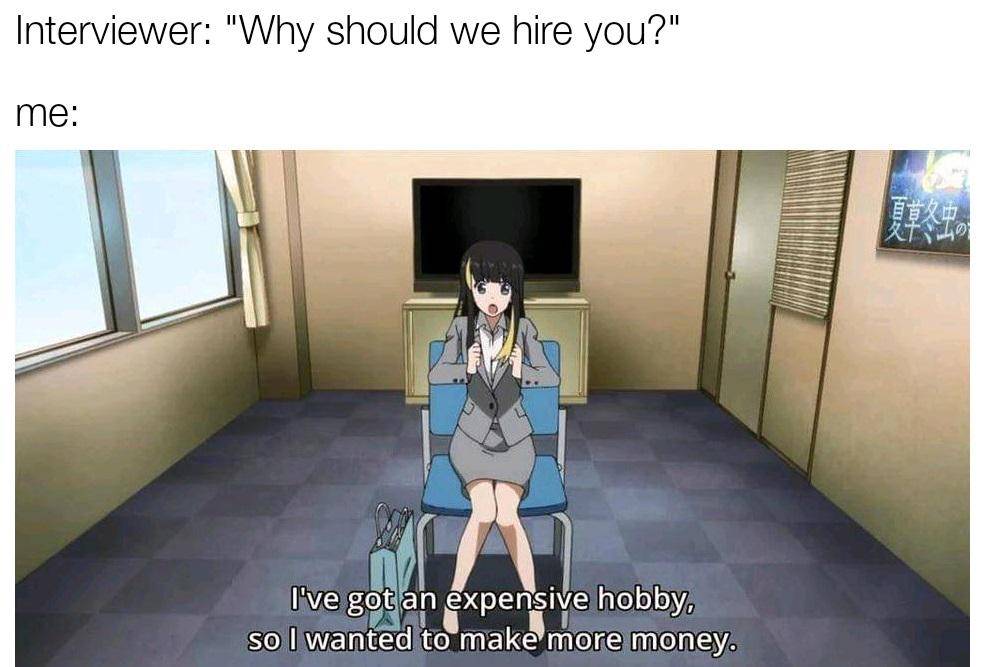 meme anime tentang wawancara kerja