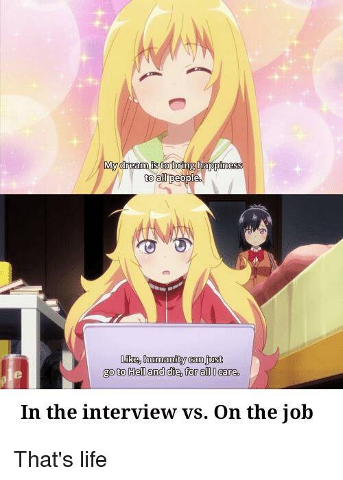 meme anime tentang wawancara kerja (reddit.com/user/freacss)