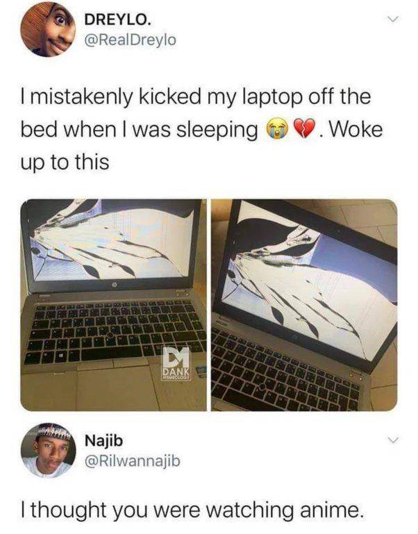 meme anime tentang laptop