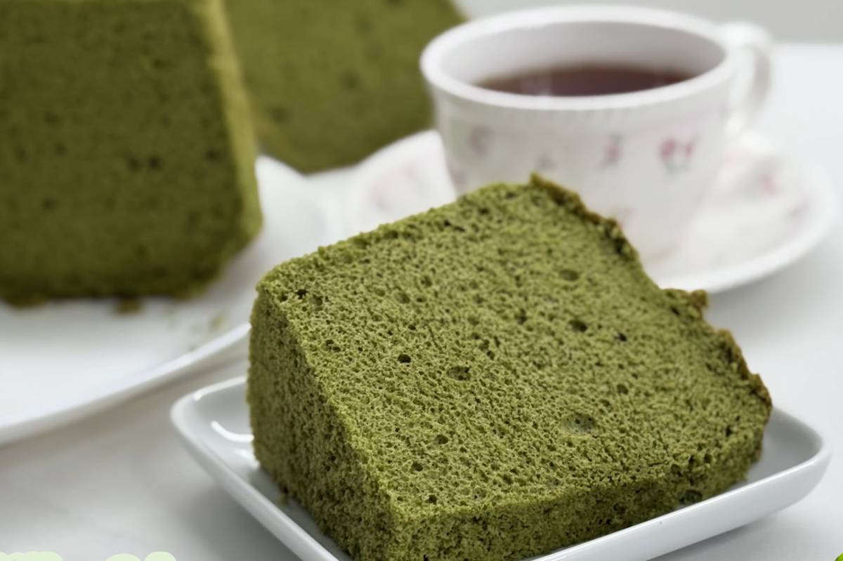 ilustrasi chiffon cake matcha