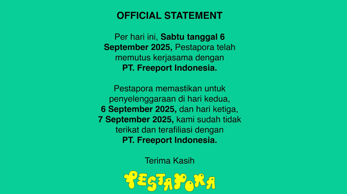 Official Statement Pestapora 2025