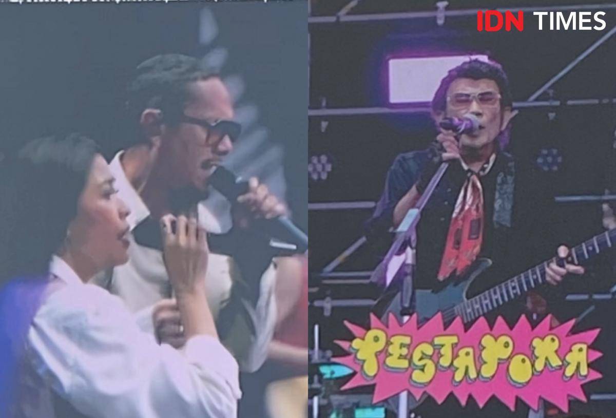 potret musisi kolaborasi dan bertukar lagu di Pestapora hari pertama, Jumat (5/9/2025) 
