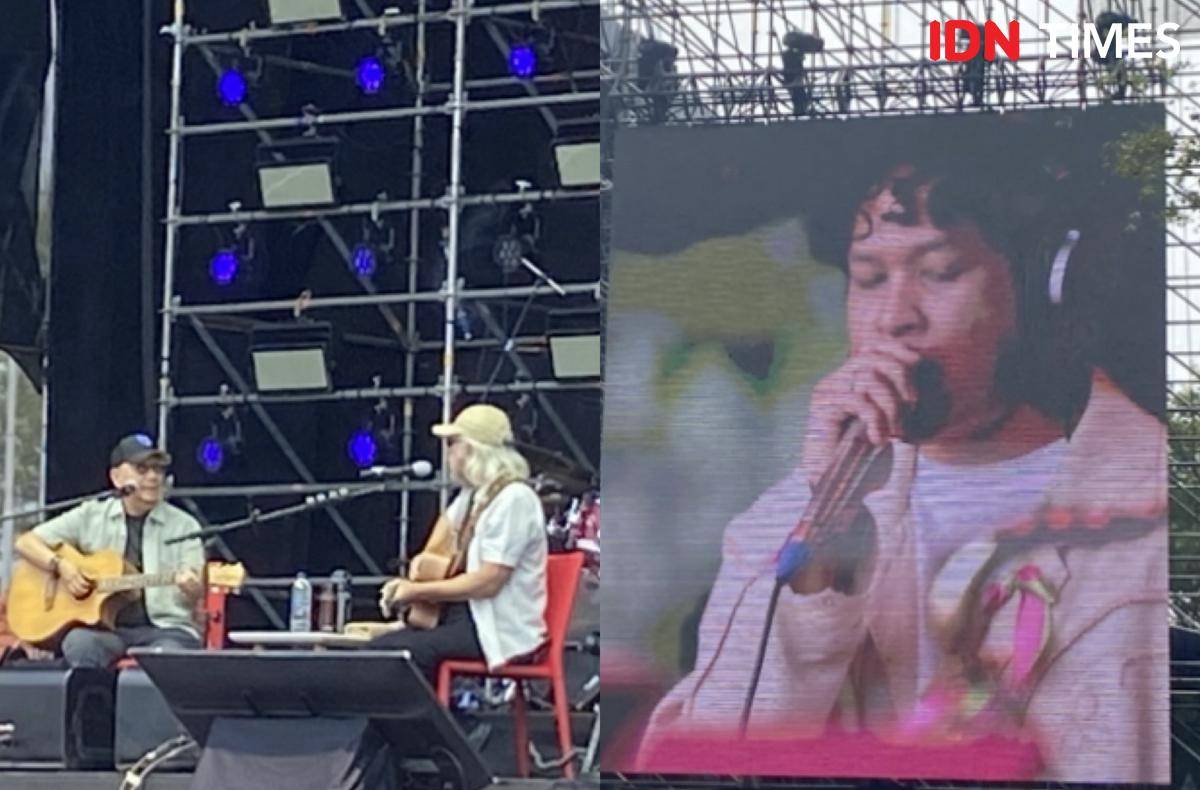 potret musisi kolaborasi dan bertukar lagu di Pestapora hari pertama, Jumat (5/9/2025) 