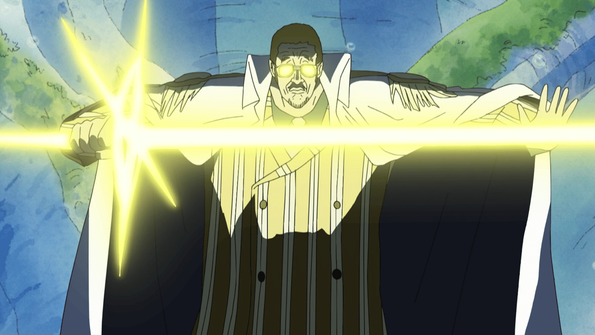 Borsalino yang tengah menggunakan kekuatan Pika Pika no Mi dalam anime One Piece (dok. Toei Animation/One Piece)