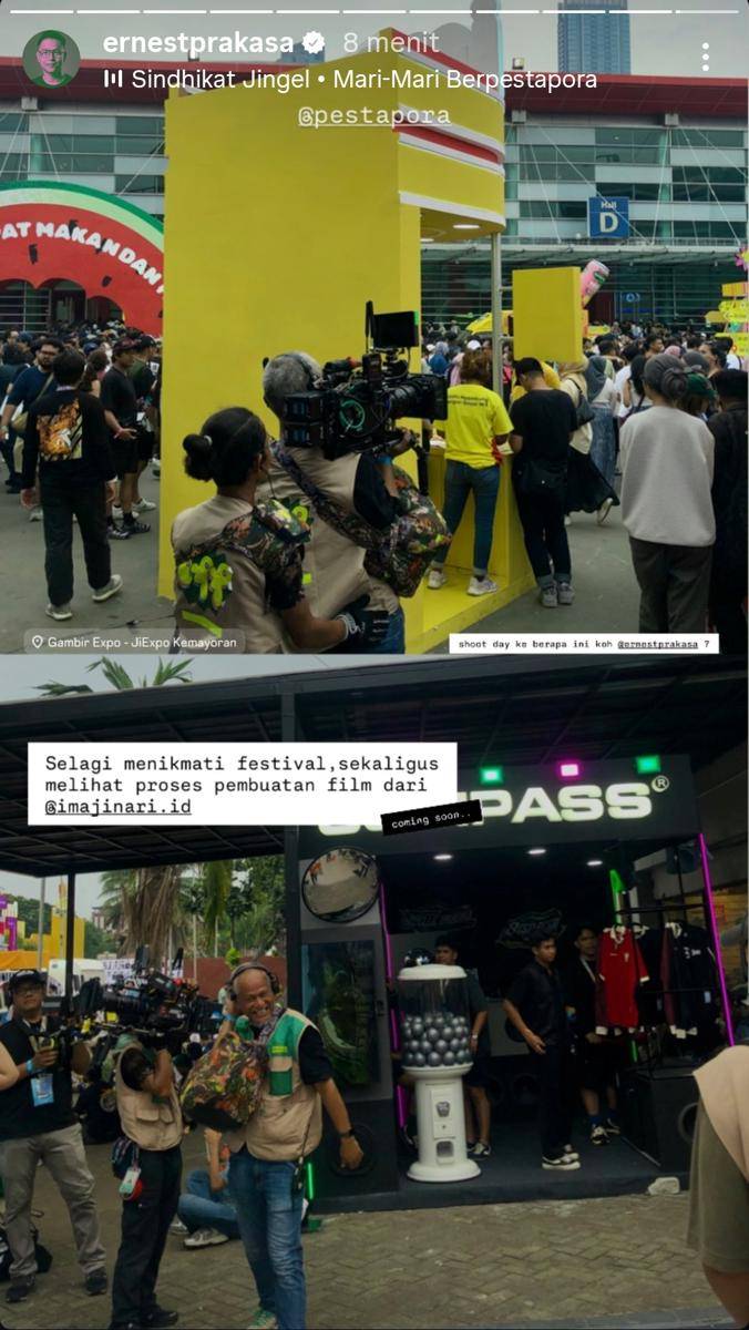 Ernest Prakasa syuting film baru di Pestapora