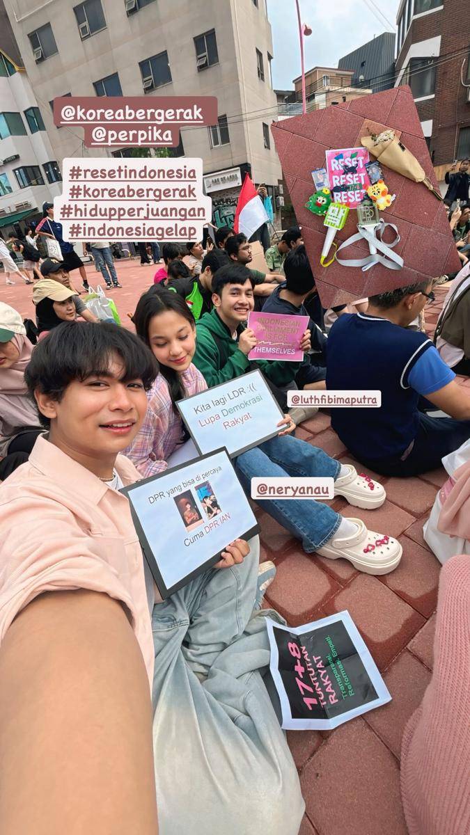 Khai, Nerya dan Luthfi ikut aksi tuntutan 17+8 di Korea (instagram.com/se.khai_))