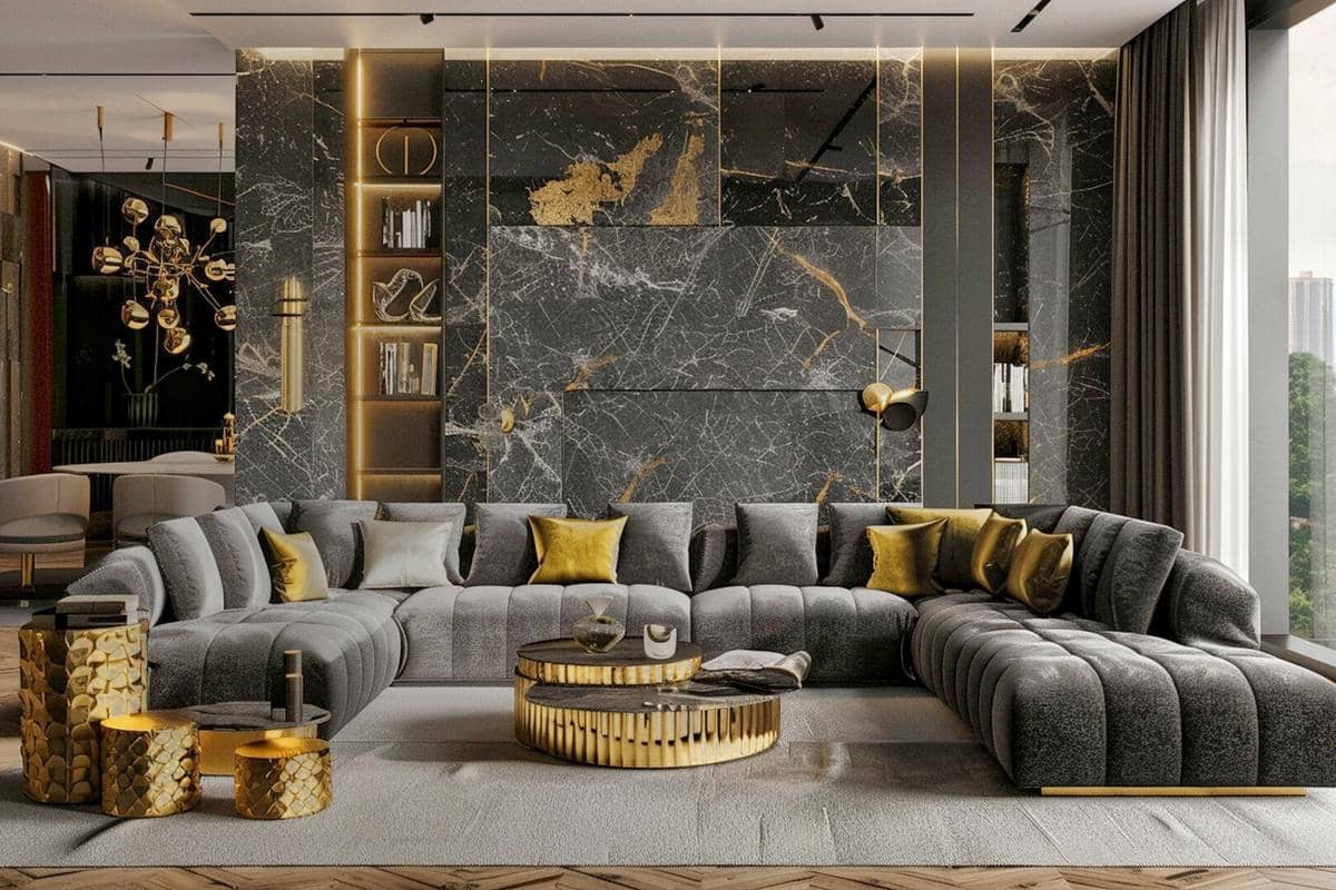 desain raung tamu mewah dekorasi marmer