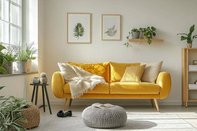 8 Ide Ruang Tamu dengan Padu Padan Sofa Kuning, Eye Catching! 