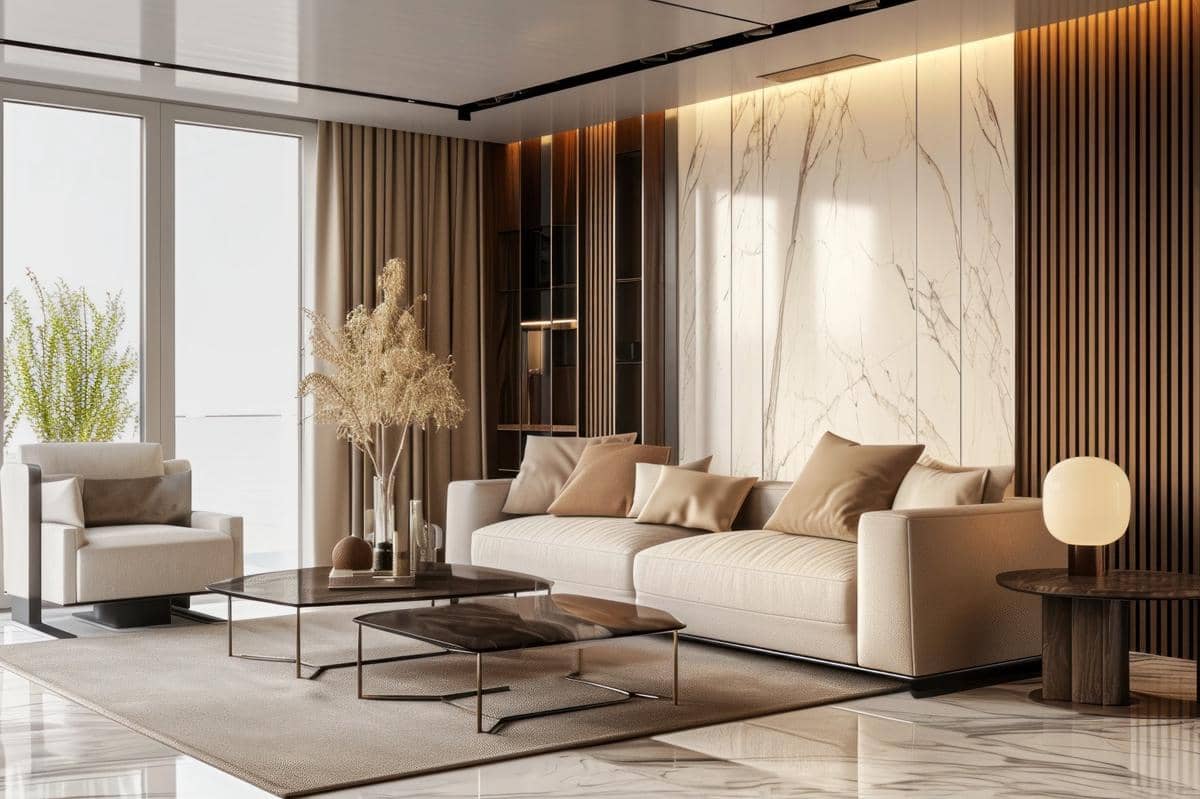 Ide ruang tamu modern dekorasi marmer