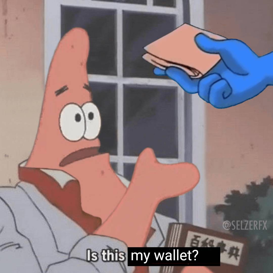 meme SpongeBob tentang dompet