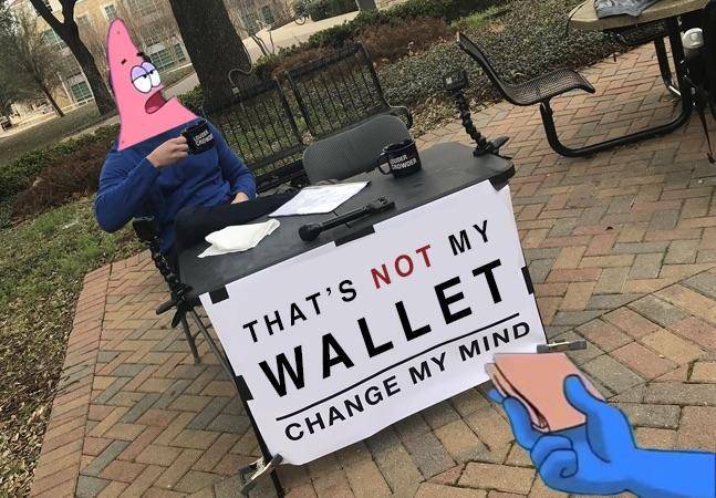 meme SpongeBob tentang dompet