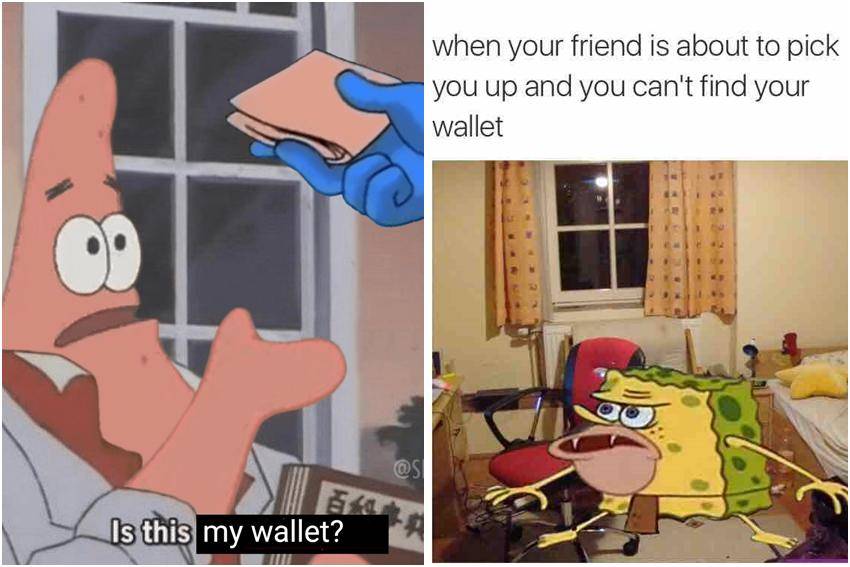 meme SpongeBob tentang dompet 
