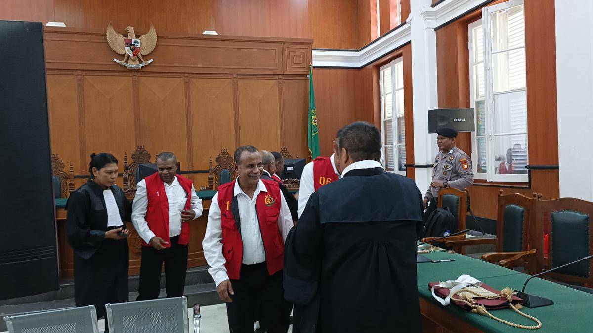 Empat anggota Negara Federal Republik Papua Barat (NFRPB) menjalani sidang perdana di Pengadilan Negeri (PN) Makassar, Sulawesi Selatan (Sulsel), Senin (8/9/2025). Istimewa