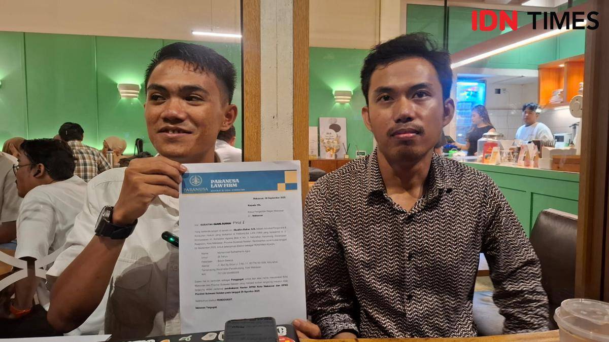 Seorang warga Makassar bernama Muhammad Sulhadrianto Agus (29) menggugat Polda Sulsel atas kerugian akibat kerusuhan, Senin (8/9/2025). IDN Times/Darsil Yahya