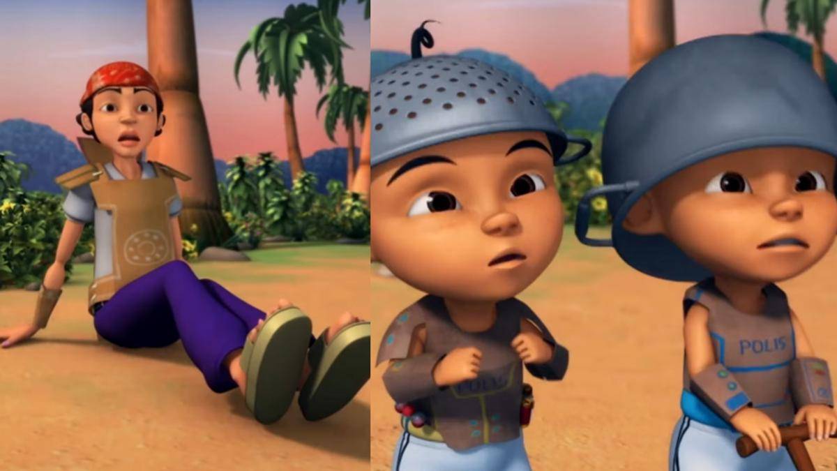 Abang Salleh gak malu bermain sarjan-sarjanan bersama Upin dan Ipin