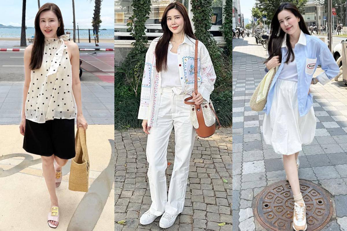 potret ide OOTD feminin bergaya santai ala Jeab Pijittra 
