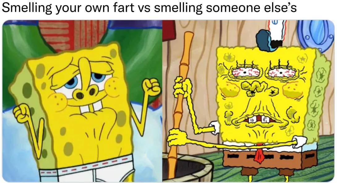 meme SpongeBob tentang bau gak sedap