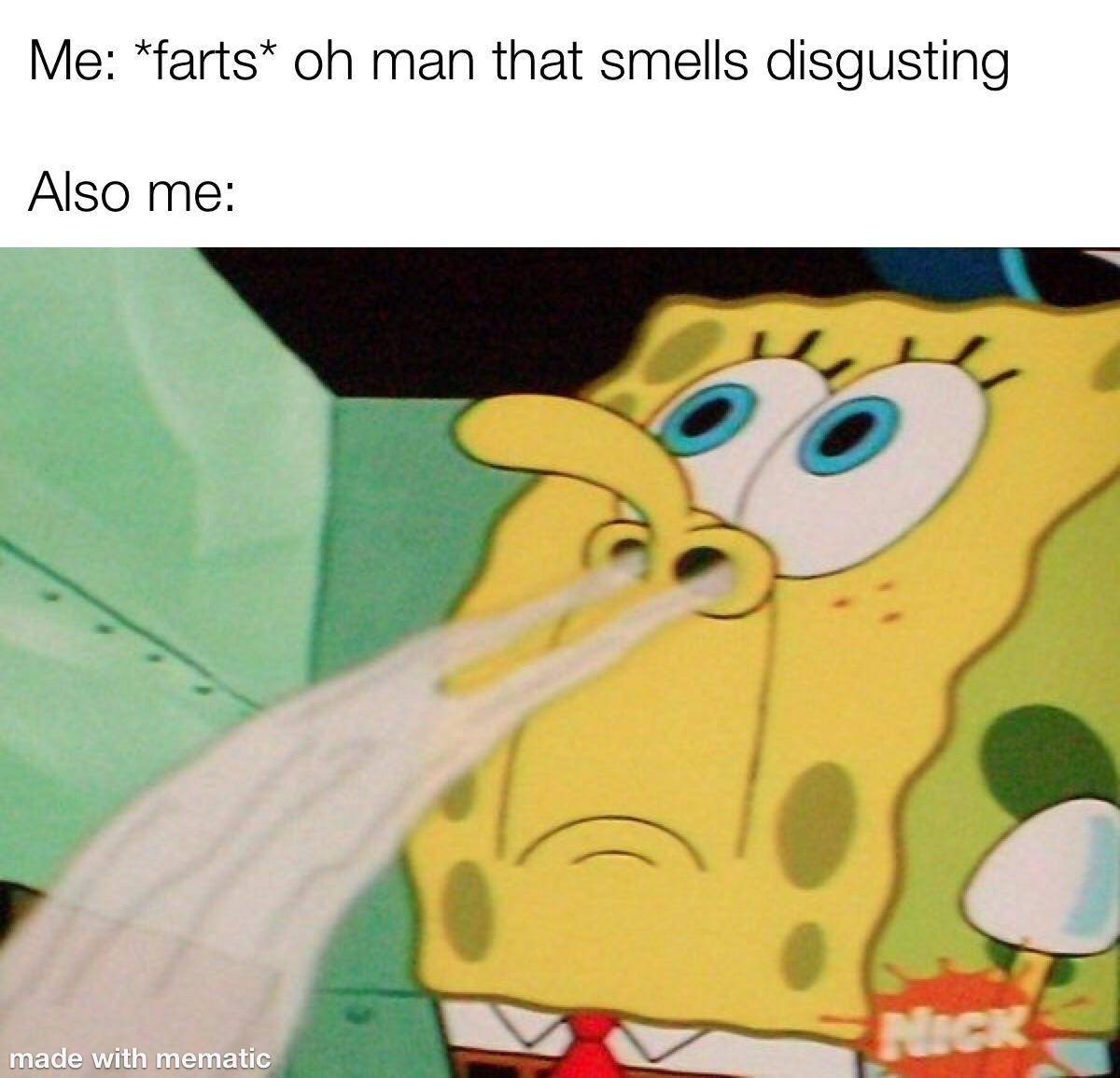 meme SpongeBob tentang bau gak sedap
