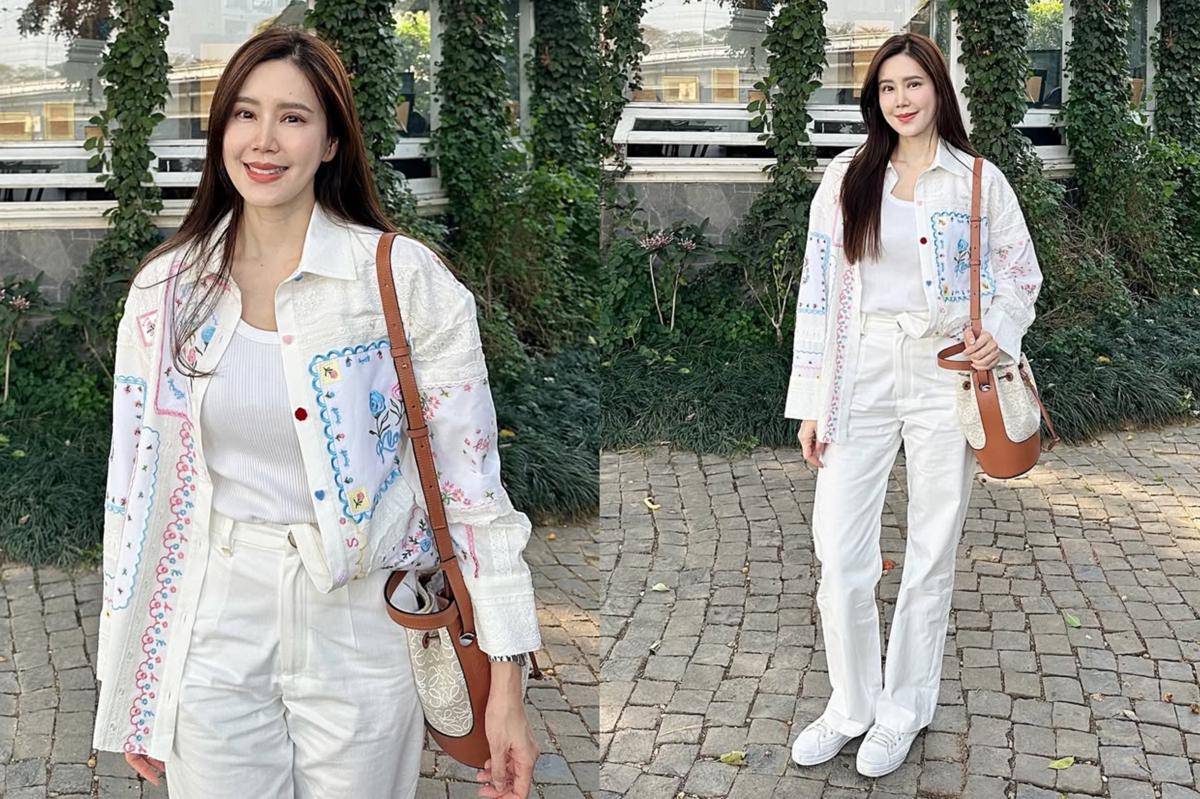 ide OOTD feminin bergaya santai ala Jeab Pijittra 