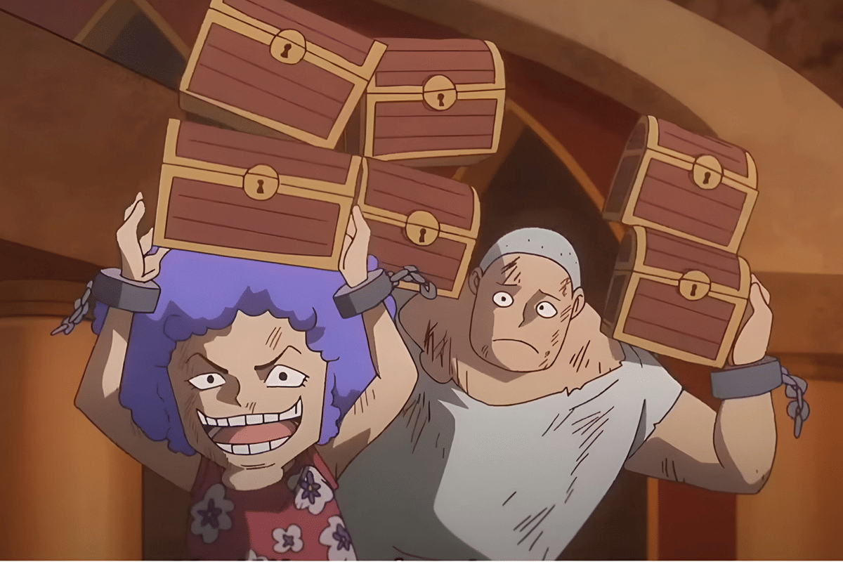 Peti hadiah di Native Hunting Competition di God Valley yang dicuri Kuma dan Ivankov. (dok. Toei Animation/One Piece)