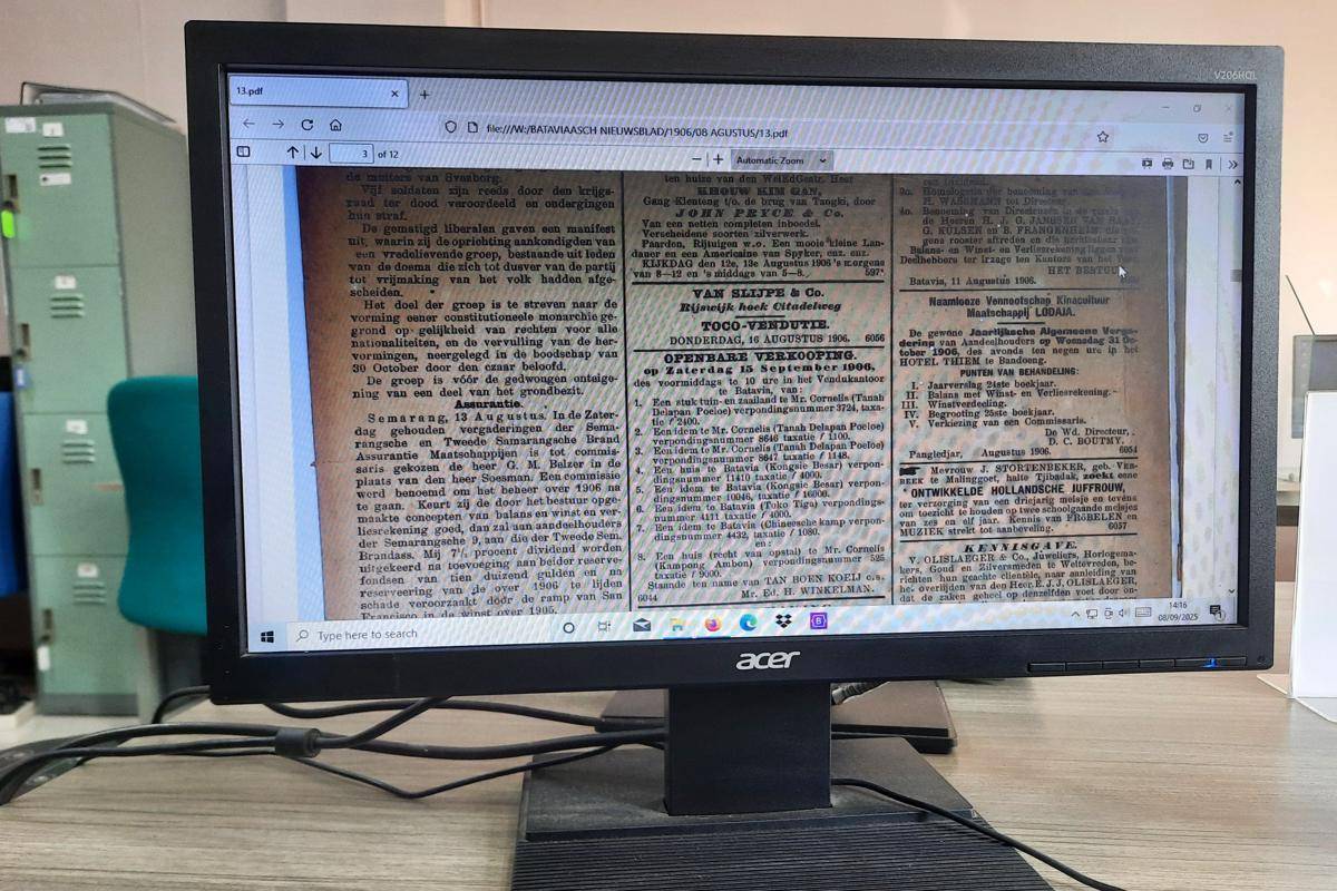 salah satu dokumen di Ruang E-Paper dan Layanan Arsip